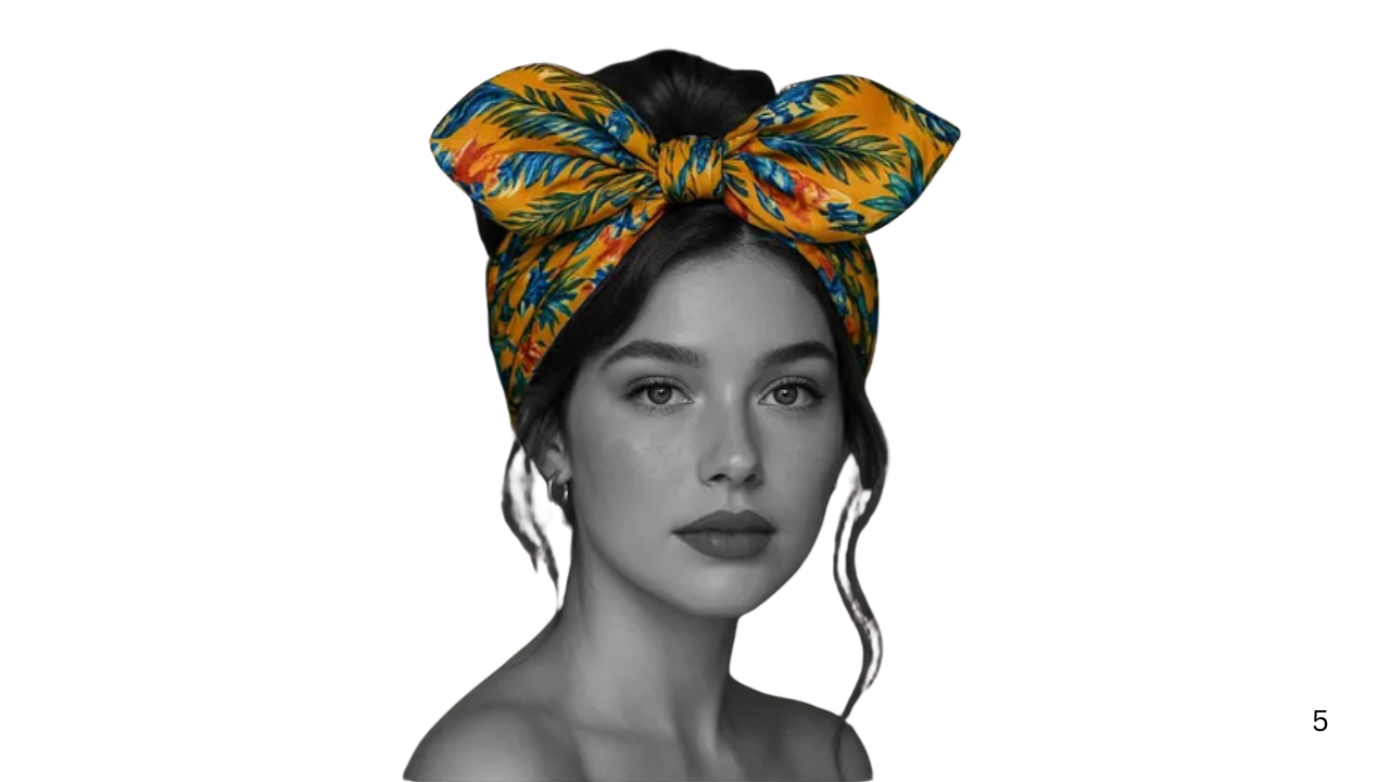 Fashion model portrait with head wrap styling